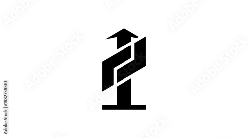 Icon of a Rising Arrow with a Graduation Cap in Flat Style for Education and Achievement