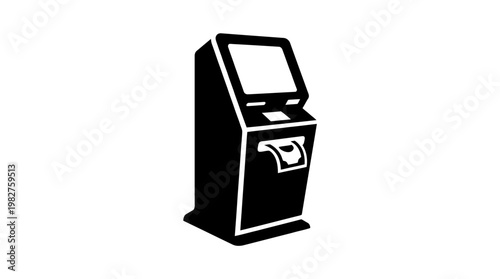 Icon Of A Vintage Slot Machine Coin Operated Gaming Machine In Black And White Style