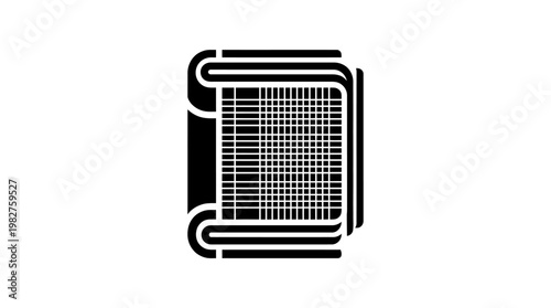 Icon of Document or File with Grid Pattern for Data Storage or Organization