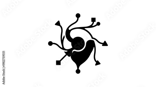 Vector Icon of a Microchip with Connecting Circuits for Technology and Electronics