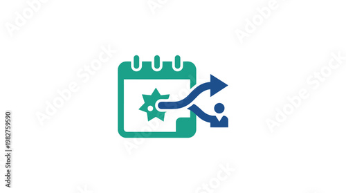 Calendar Icon With Settings and Management Symbols in Flat Style