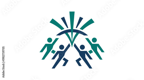 Vector Icon of Diverse People Connecting in a Circular Network Style for Community or Collaboration