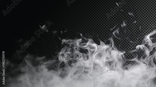 Realistic smoke overlay effect with fog and mist isolated on transparent background for video editing and photo manipulation