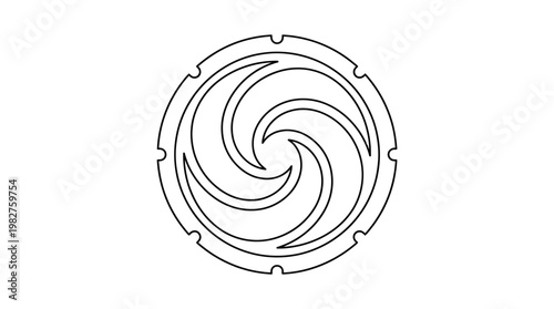 Icon of a Circular Maze Design in Minimalist Style for Puzzle and Concept Representation