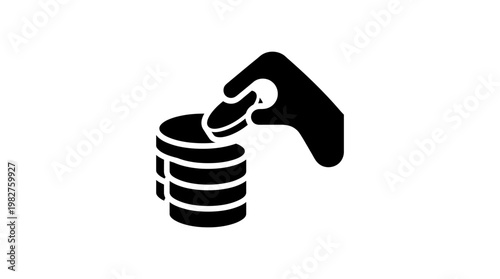 Icon Of Hand Stacking Coins For Financial Growth And Investment Strategy