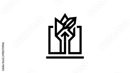 Vector Icon of a Tree Growing from a Hand in a Minimalist Flat Design Style