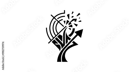 Icon of a Tree with Abstract Branches and Leaves in Modern Style for Nature or Environmental Themes