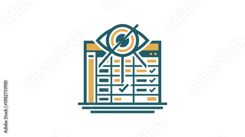 Vector Icon of Data Analysis Chart Report and Checklist for Business or Technology Concept