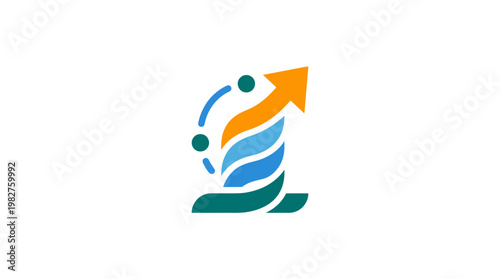 Icon of Growth Strategy with Upward Arrow and Bar Chart in Modern Style