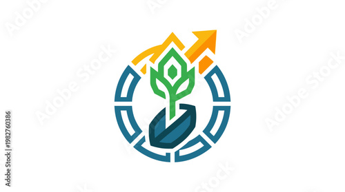 Vector Icon of Growth and Sustainability Concept with Hand and Arrow for Eco or Business Themes