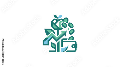 Icon of a Hand Holding Coins, Financial Growth and Savings Concept, Vector Style