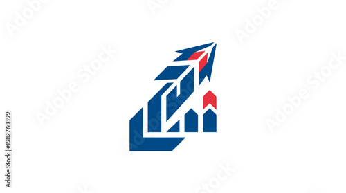 Vector Icon of a Modern Rocket Launching with Dynamic Flames for Technology and Space Concepts