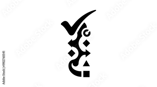 Icon of a Checkmark and Checklist in Bold Style for Task Completion or Approval