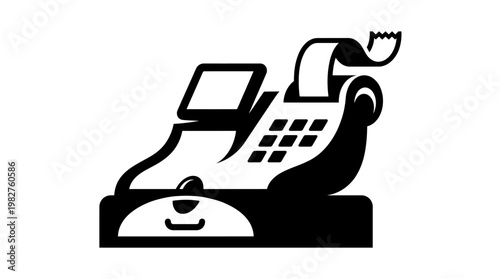 Vector Icon of a Traditional Cash Register for Business and Finance Applications