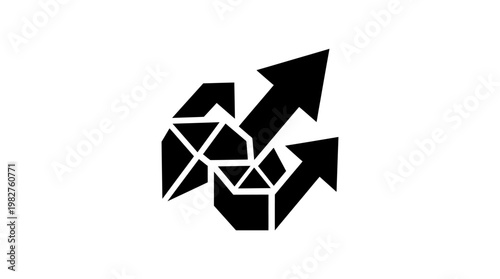 Icon of Growing Business Growth Arrows and Market Expansion in Modern Vector Style