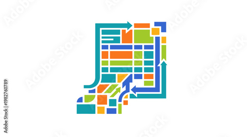 Icon of Abstract Digital Data Flow in Vibrant Vector Style for Technology and Data Representation