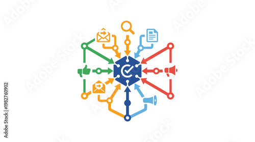 Icon of Data Analytics and Network Connections in Modern Digital Environment