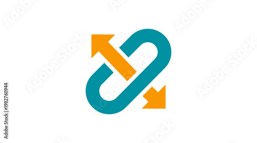Vector Icon of Two Linked Arrows Symbolizing Connection or Collaboration in Flat Style