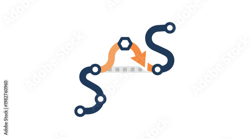 Vector Icon of Molecular Structure and Scientific Connection for Chemistry or Biology