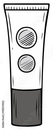 Cosmetic tube illustration with two circle details suitable for body cream or lotion