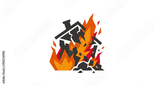 Icon of Fire and Explosion Symbol in Vector Style for Safety or Warning Signage