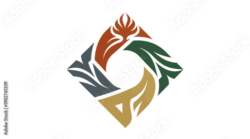 Vector Icon of Five Diverse Hands Interlocked in Unity and Collaboration Illustration