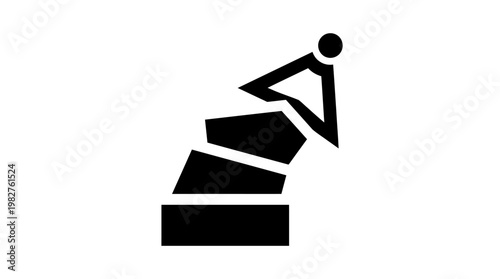 Icon of a Person Climbing a Stepping Stone Path in a Minimalist Style