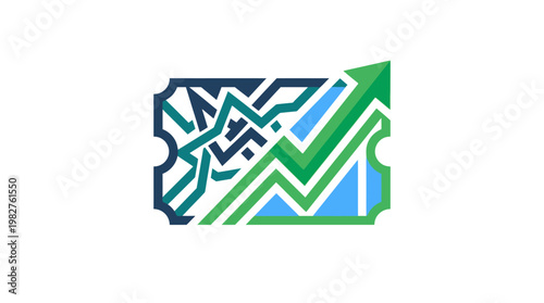 Icon of Growing Business Chart with Upward Arrow and Financial Data Vector Illustration