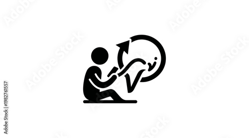 Icon of Person Reading a Stopwatch for Time Management and Productivity