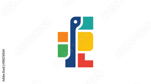 Abstract Geometric Vector Icon with Colorful Shapes for Modern Design