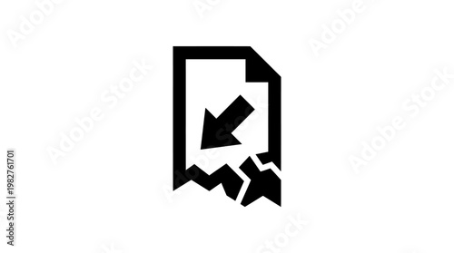 Icon of Broken Download File in Vector Style for Digital Data Loss or File Error Representation