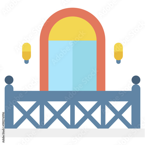 Window Veranda Balcony Outdoor Household House Scene Vector Icon