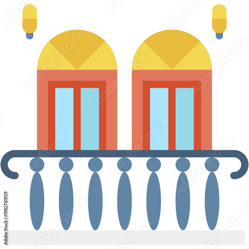 Window Architecture Veranda Balcony Outdoor Household Vector Icon