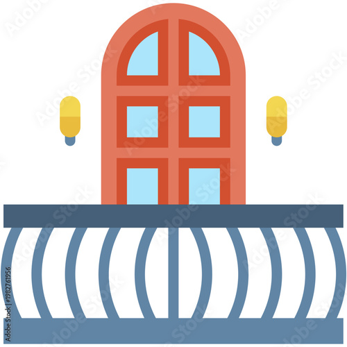 Window Veranda Balcony Outdoor Household House Balcony Scene Vector Icon