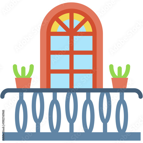 Veranda Balcony Outdoor Household House Window Area Vector Icon