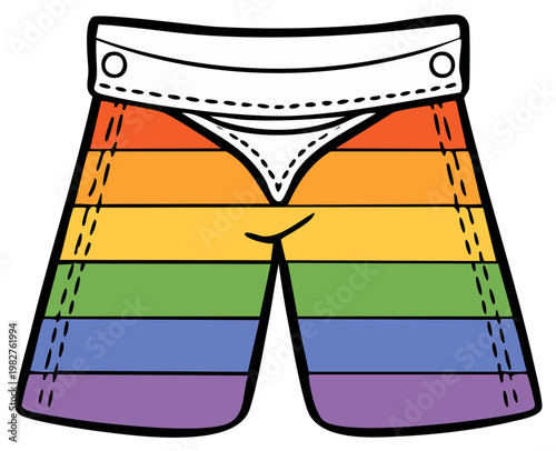 Rainbow Striped Shorts Pride Celebration Illustration Vector Graphic Design