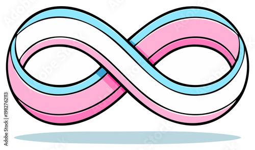 Transgender Pride Infinity Symbol with Pink Blue and White Stripes