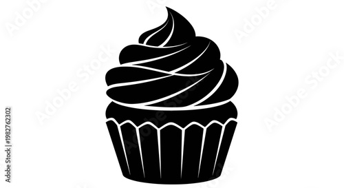 Black Cupcake With Frosting.