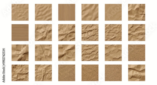Brown Paper Texture Collection: Wrinkled, Folded, Corrugated, and Smooth Surfaces