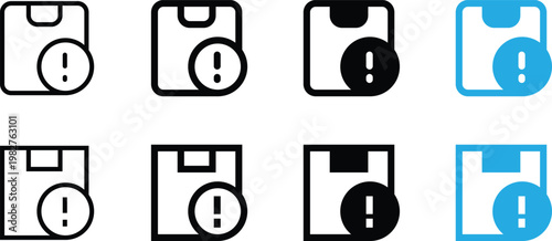 Set of vector icons representing package issues and delivery problems