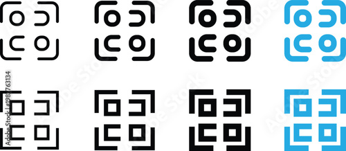 Collection of qr code scanning and barcode reader vector icons