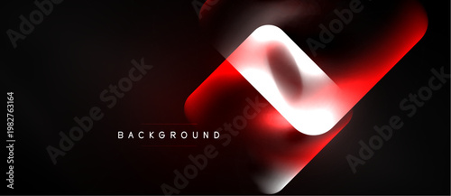 Abstract red neon layers over black background. Modern dynamic design with glowing effect, smooth gradients. Minimalist vector illustration.