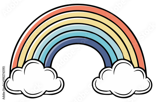 Vibrant Rainbow Arching Over Fluffy White Clouds