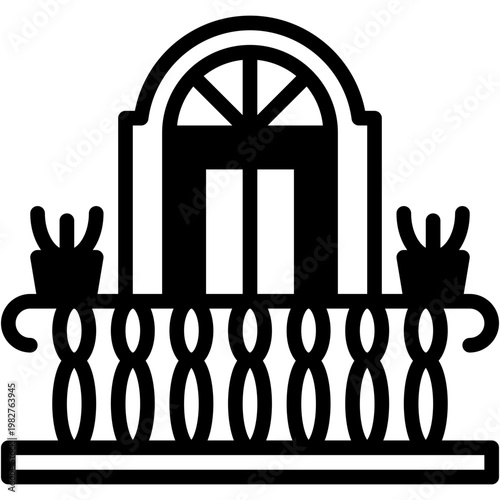 Window and Balcony Architecture Veranda Outdoor Household Vector Icon