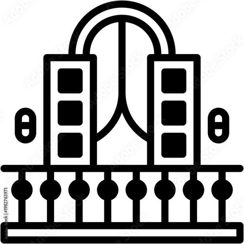 Balcony with Window and Flower Plants Outdoor Household Vector Icon