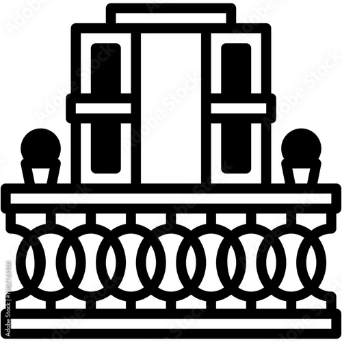 Balcony with Window and Plants Veranda Outdoor Household Vector Icon