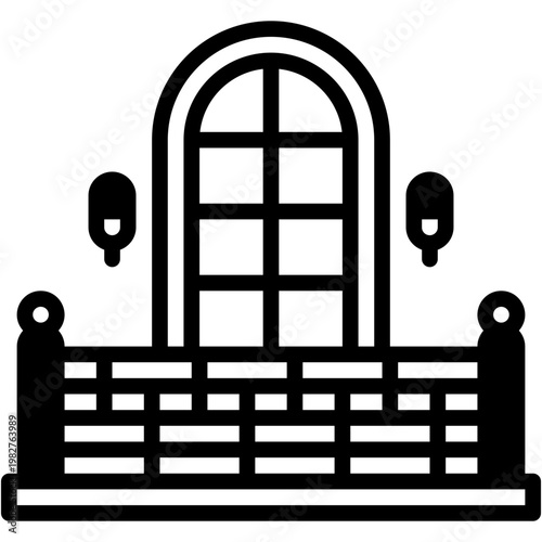 Balcony Household with Window Furniture Veranda Outdoor Vector Icon