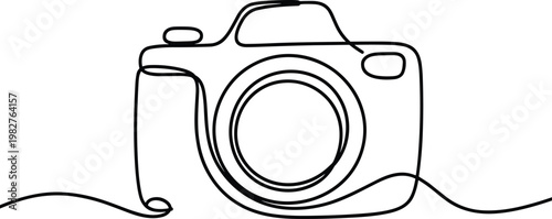 Continuous line of a camera with abstract monochrome