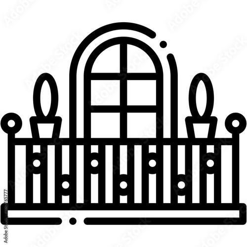 Balcony House with Window Furniture and Veranda Outdoor Vector Icon