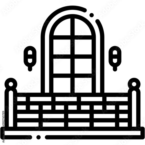 Balcony Household with Window Furniture Veranda Outdoor Vector Icon
